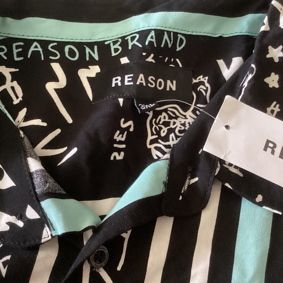 NWT REASON BRAND MENS BUTTON DOWN MULTI COLOR GRAPHIC SHIRT SIZE 3XL - Picture 1 of 6